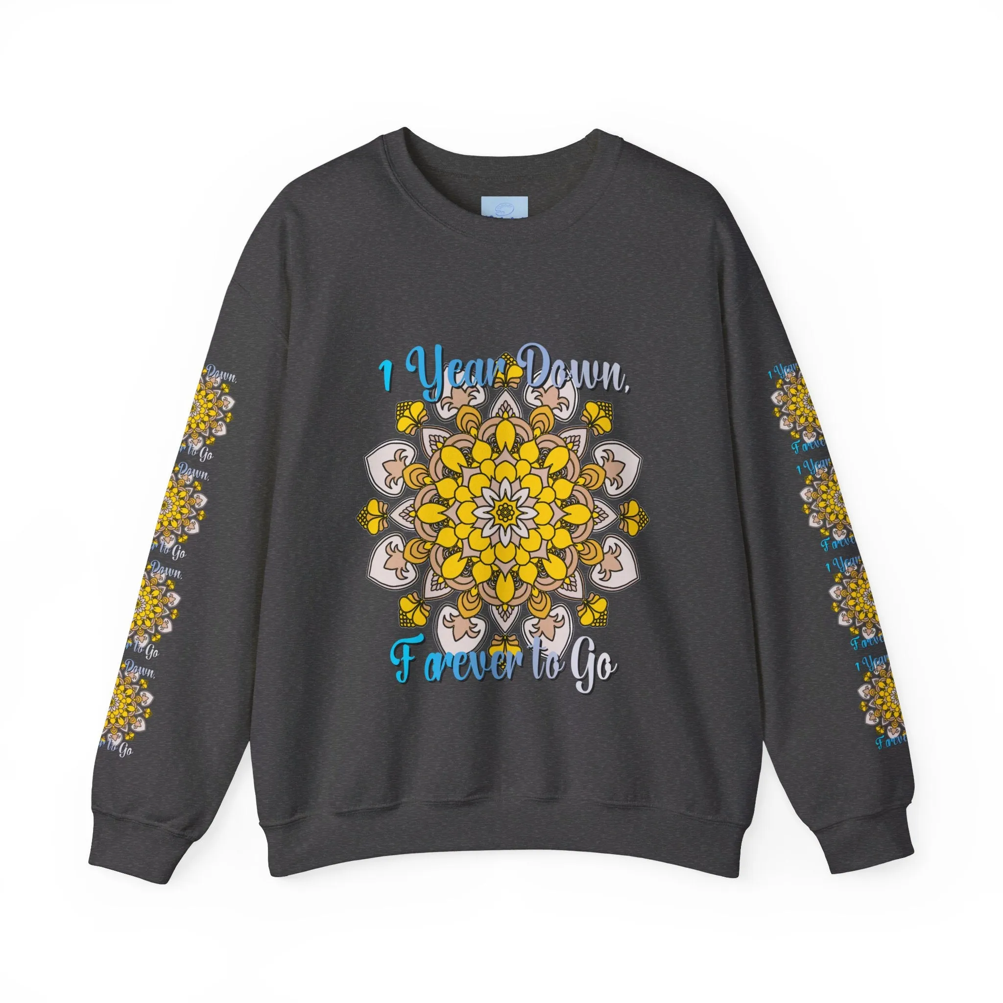 1 Year Wedding Anniversary Crewneck Sweatshirt with Handmade Mandala