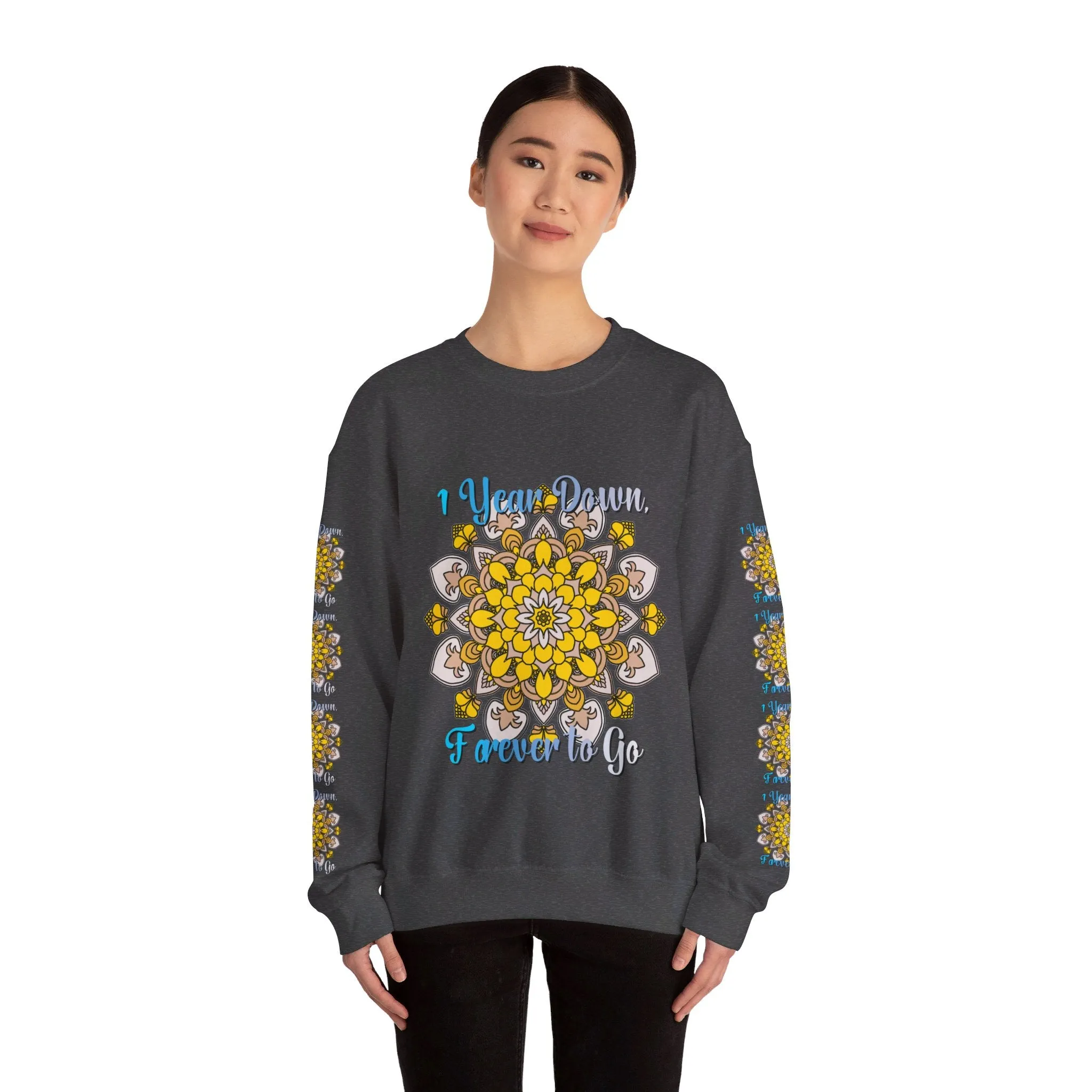 1 Year Wedding Anniversary Crewneck Sweatshirt with Handmade Mandala