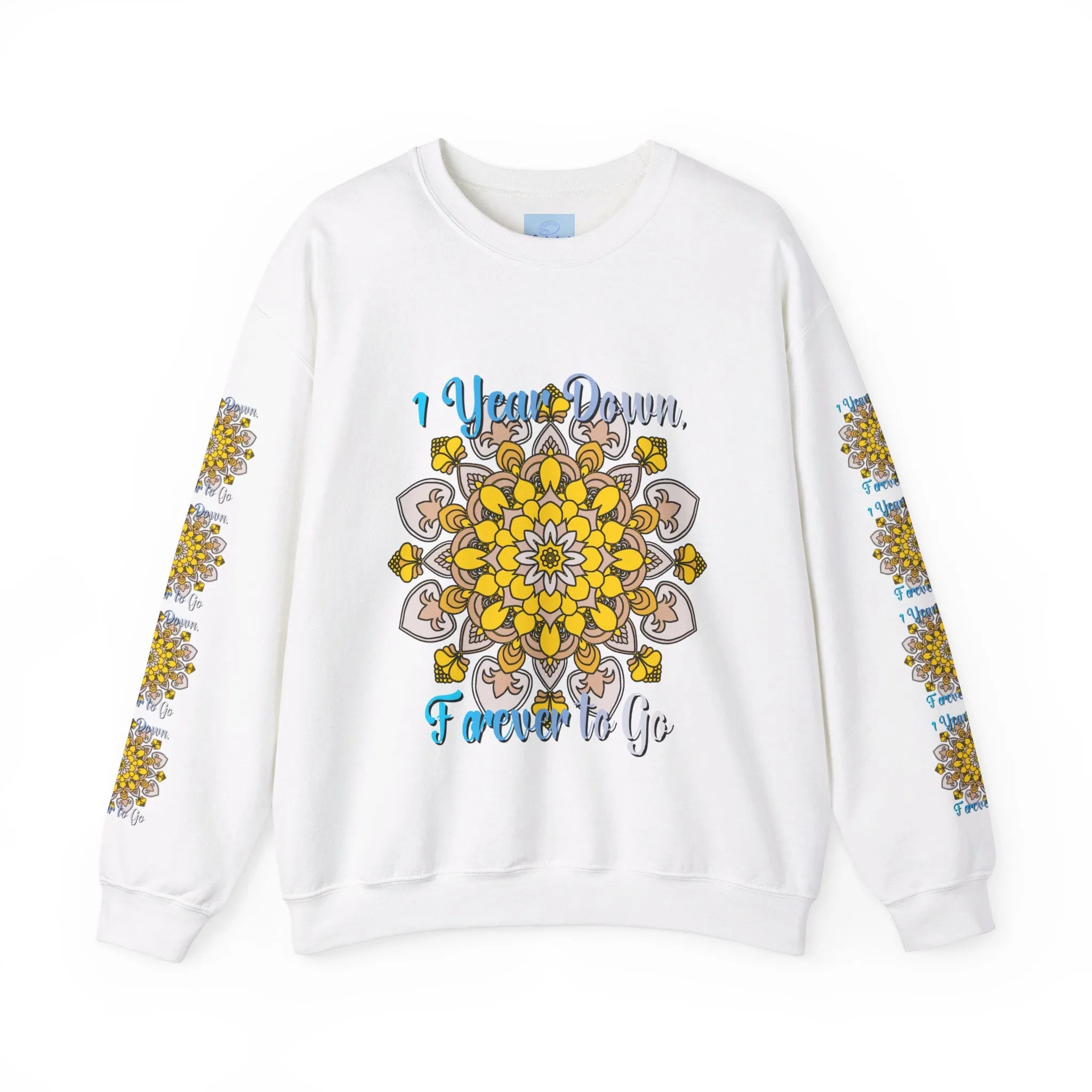 1 Year Wedding Anniversary Crewneck Sweatshirt with Handmade Mandala