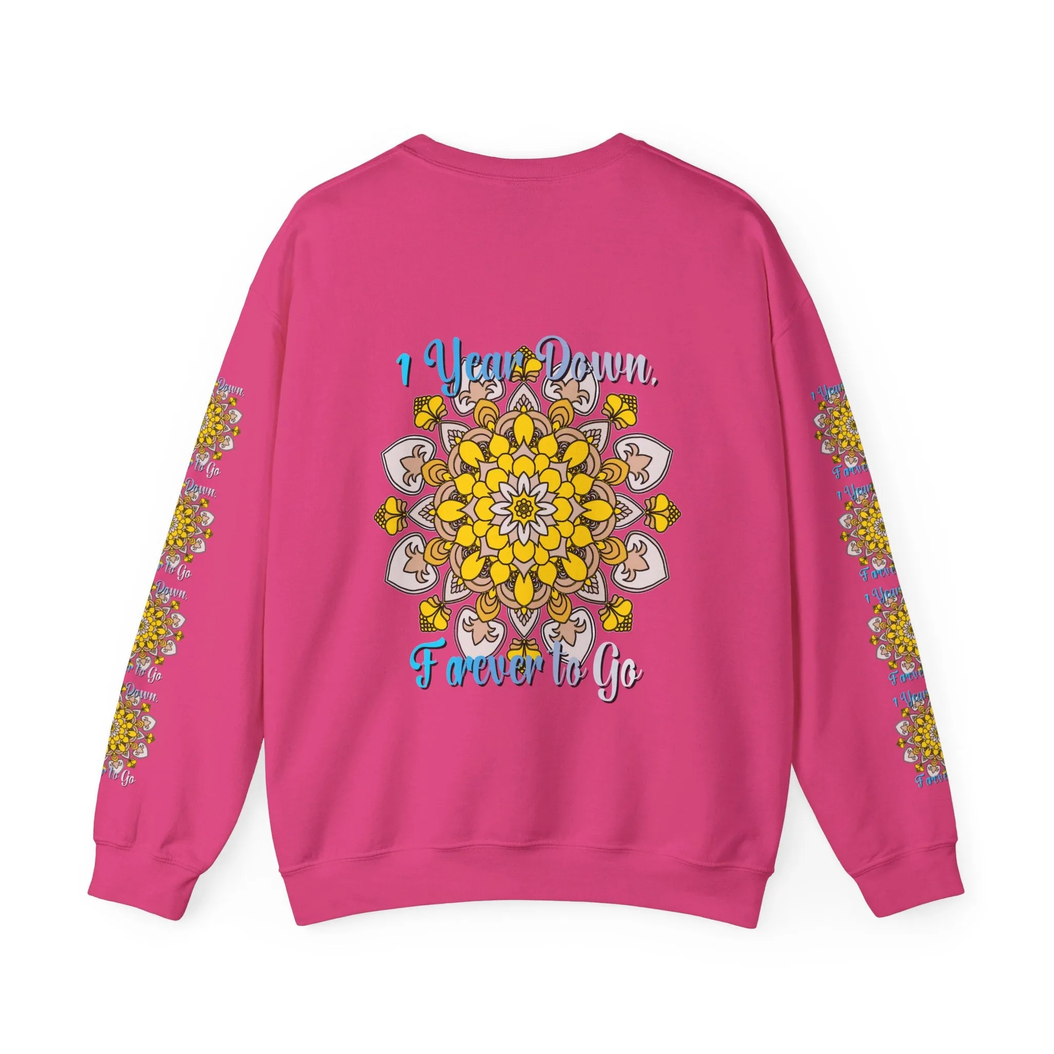 1 Year Wedding Anniversary Crewneck Sweatshirt with Handmade Mandala