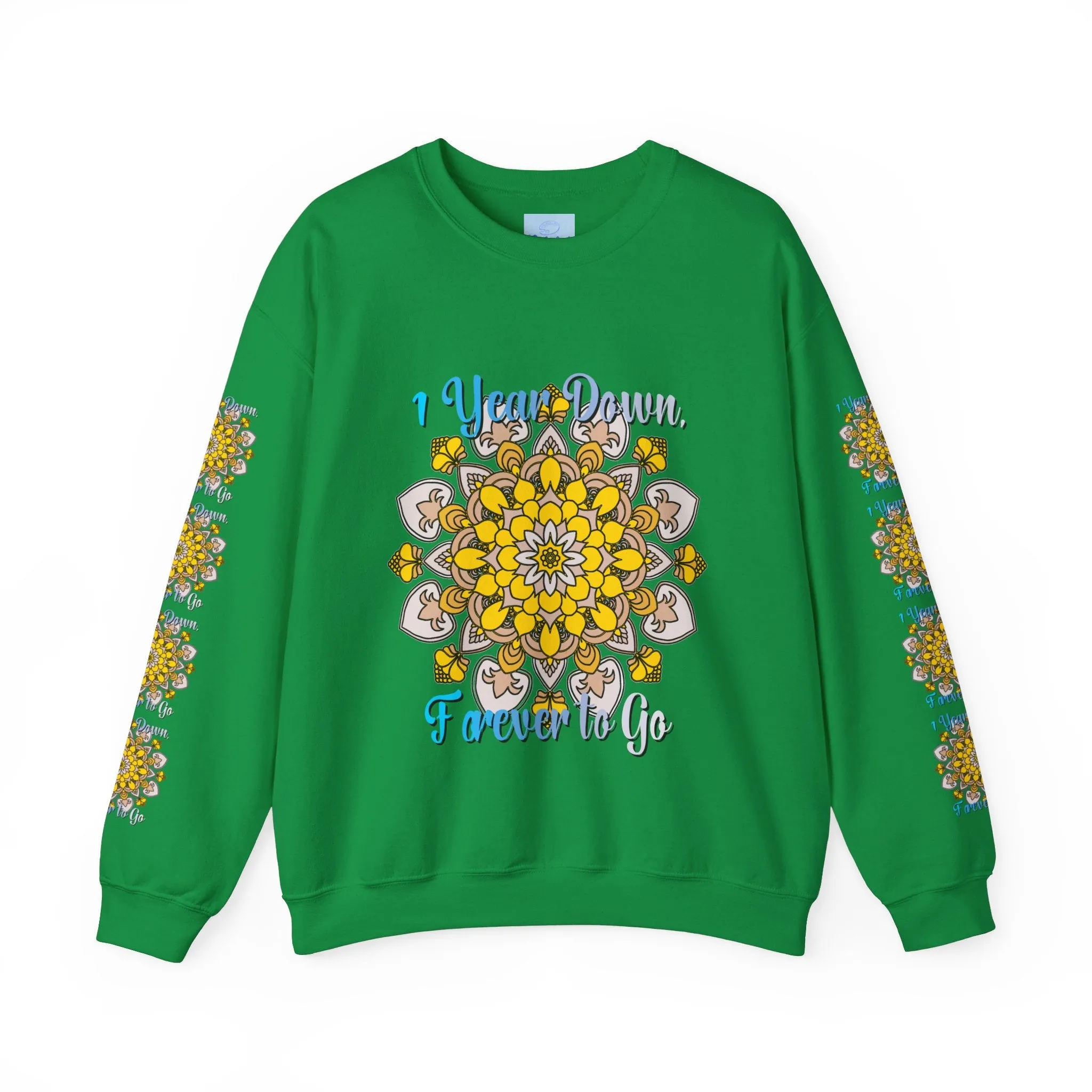 1 Year Wedding Anniversary Crewneck Sweatshirt with Handmade Mandala