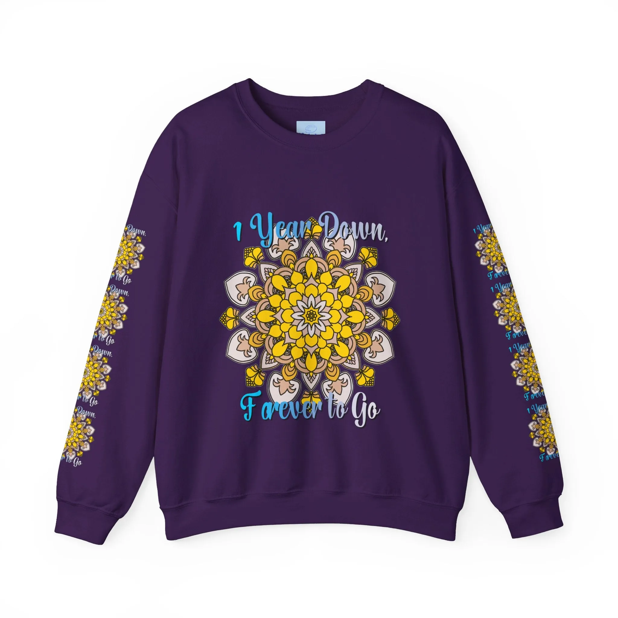 1 Year Wedding Anniversary Crewneck Sweatshirt with Handmade Mandala