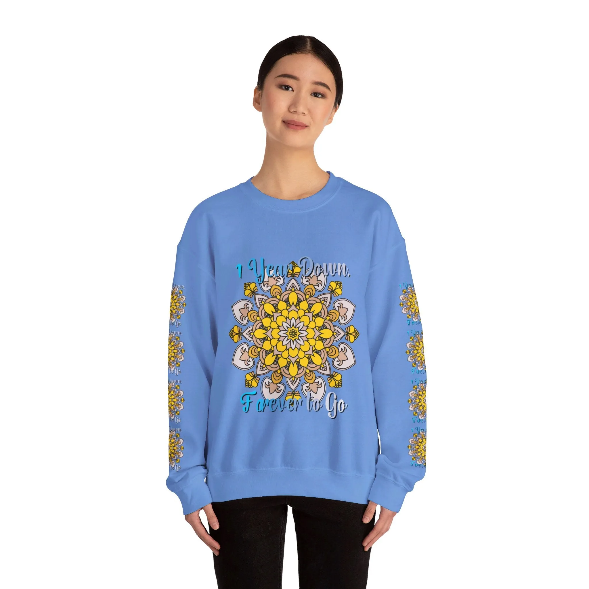 1 Year Wedding Anniversary Crewneck Sweatshirt with Handmade Mandala