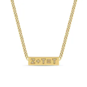 14k Curb Chain Pavé Diamond Initial Equation ID necklace