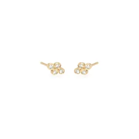 14k Quad Diamond Bezel Stud Earrings