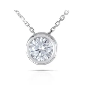 18k White Gold Bezel Set Moissanite Necklace 1ct