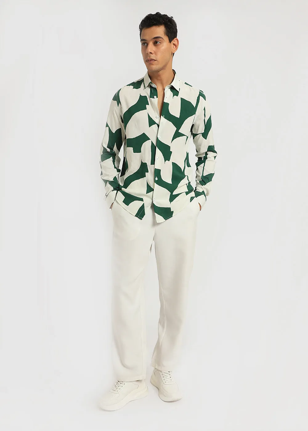 Abstract Green Print Full sleeve shirt