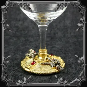 Baphomet Wine Glass - Gold-Plated with 2 Red Stones