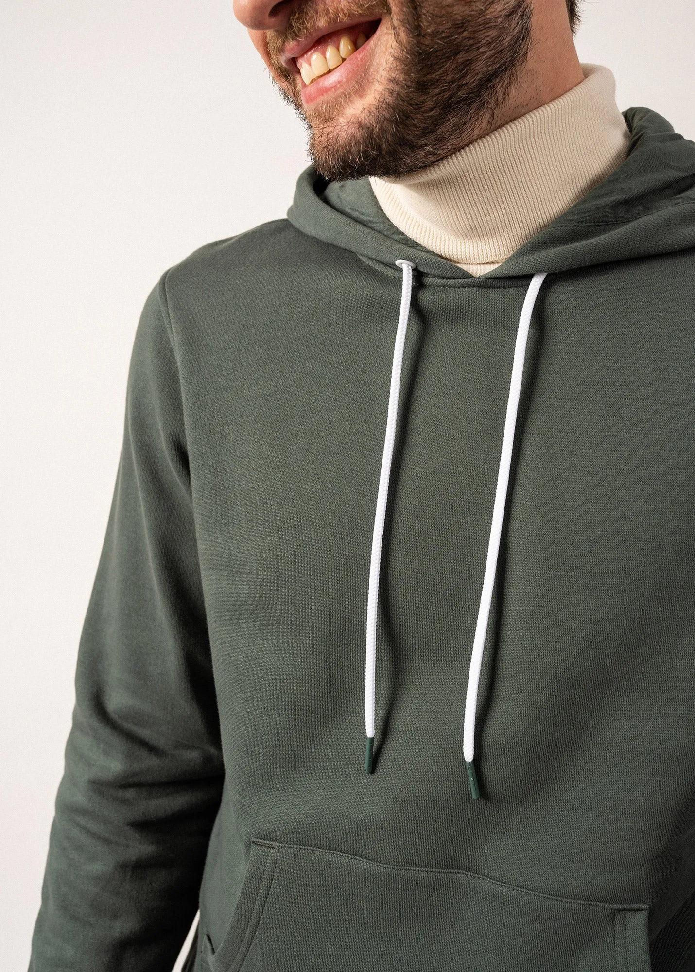 Benji hooded sweatshirt - plain, in fleece (VEGETAL)