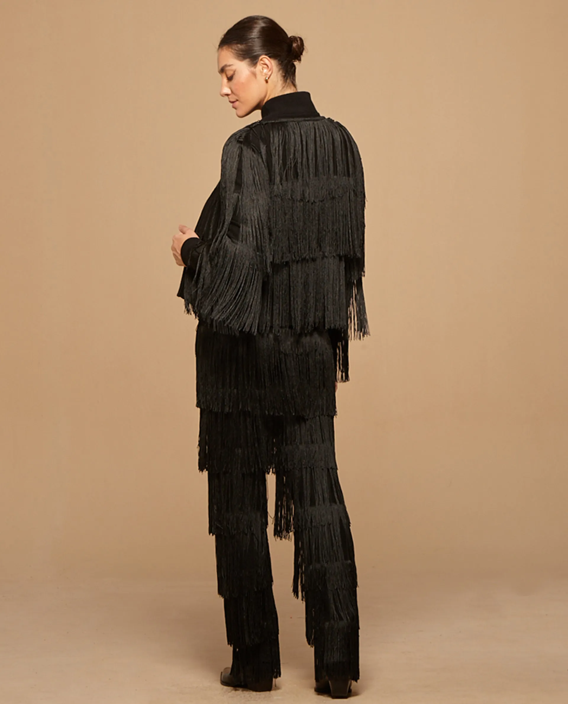 Black Fringes Pants