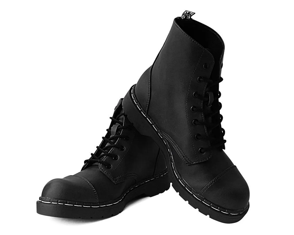 Black Waxy 7-Eye Capped Toe Boot