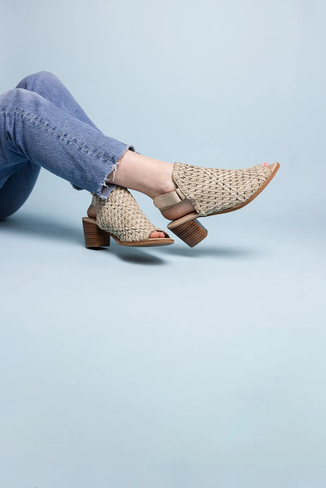 Brinkley Woven Leather Mules in Stone