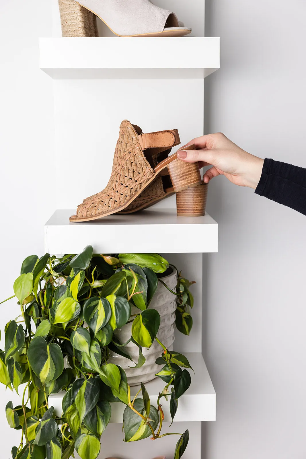 Brinkley Woven Leather Mules in Stone