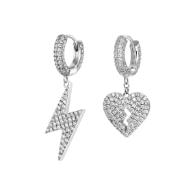 Broken Heart & Lightning Bolt Earrings Set