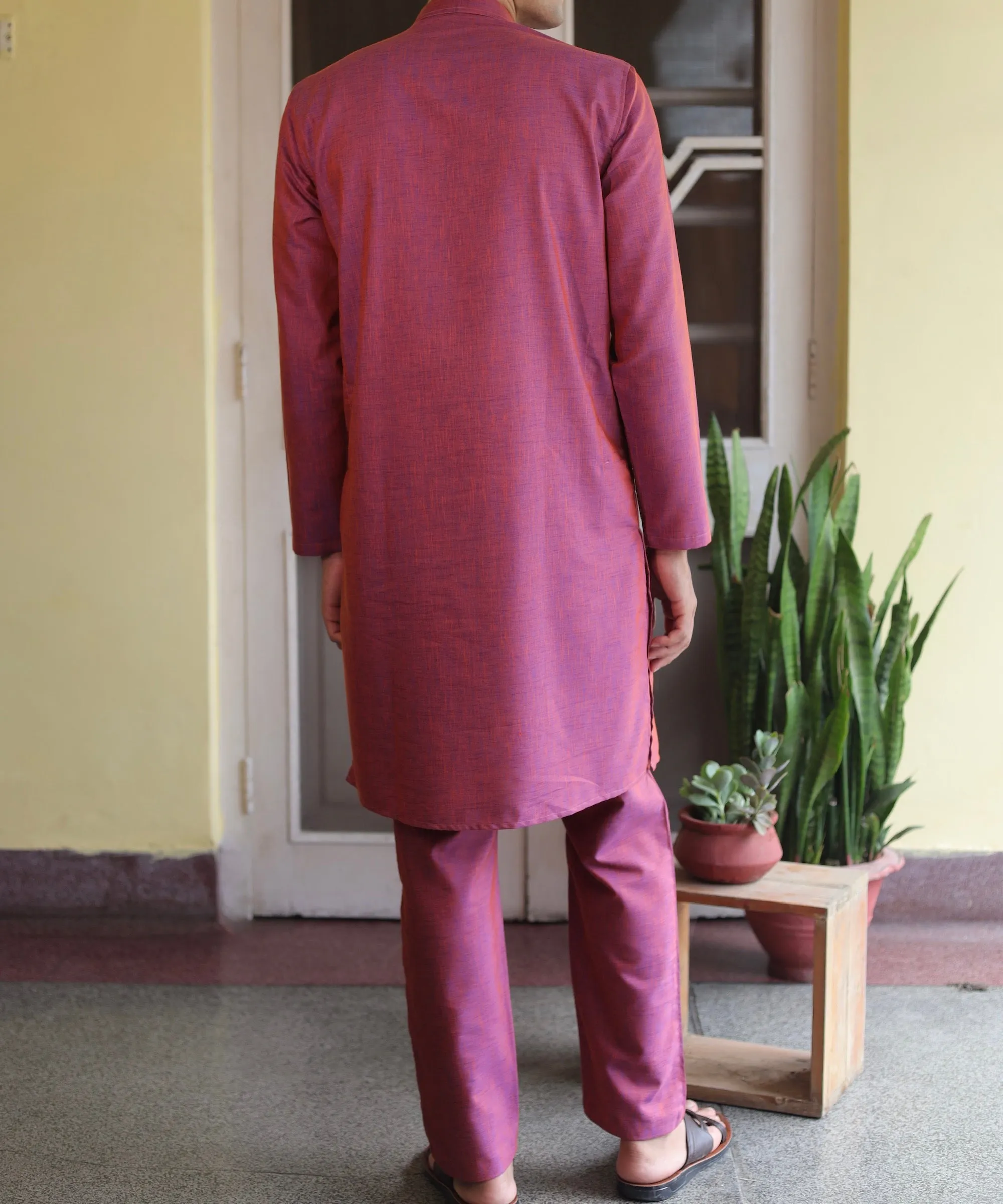 Burgundy Bliss Linen Kurta Pyjama Set