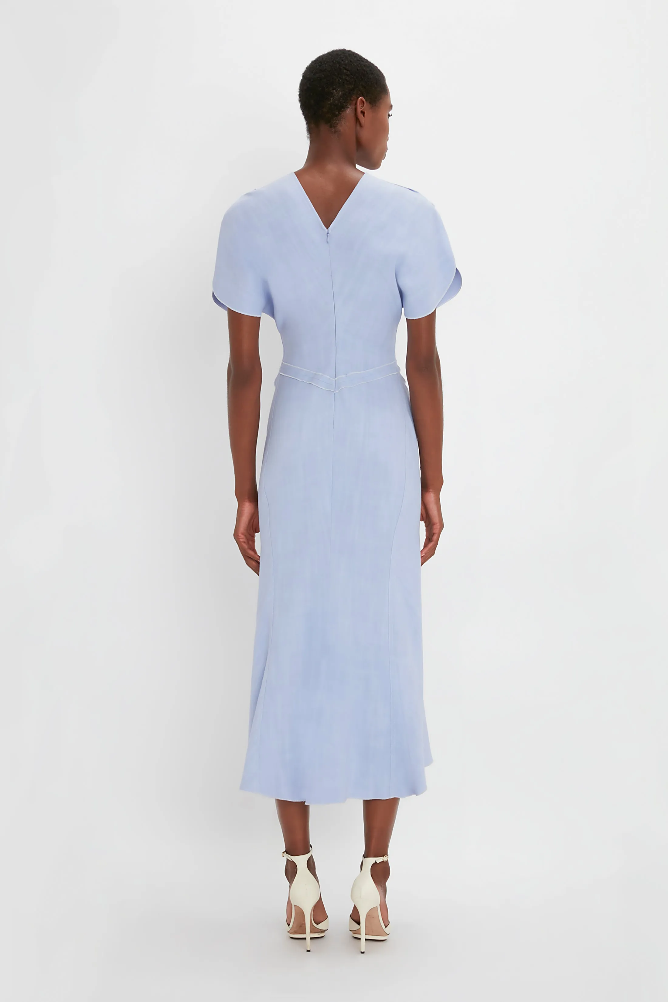 Gathered Waist Midi Dress In Frost