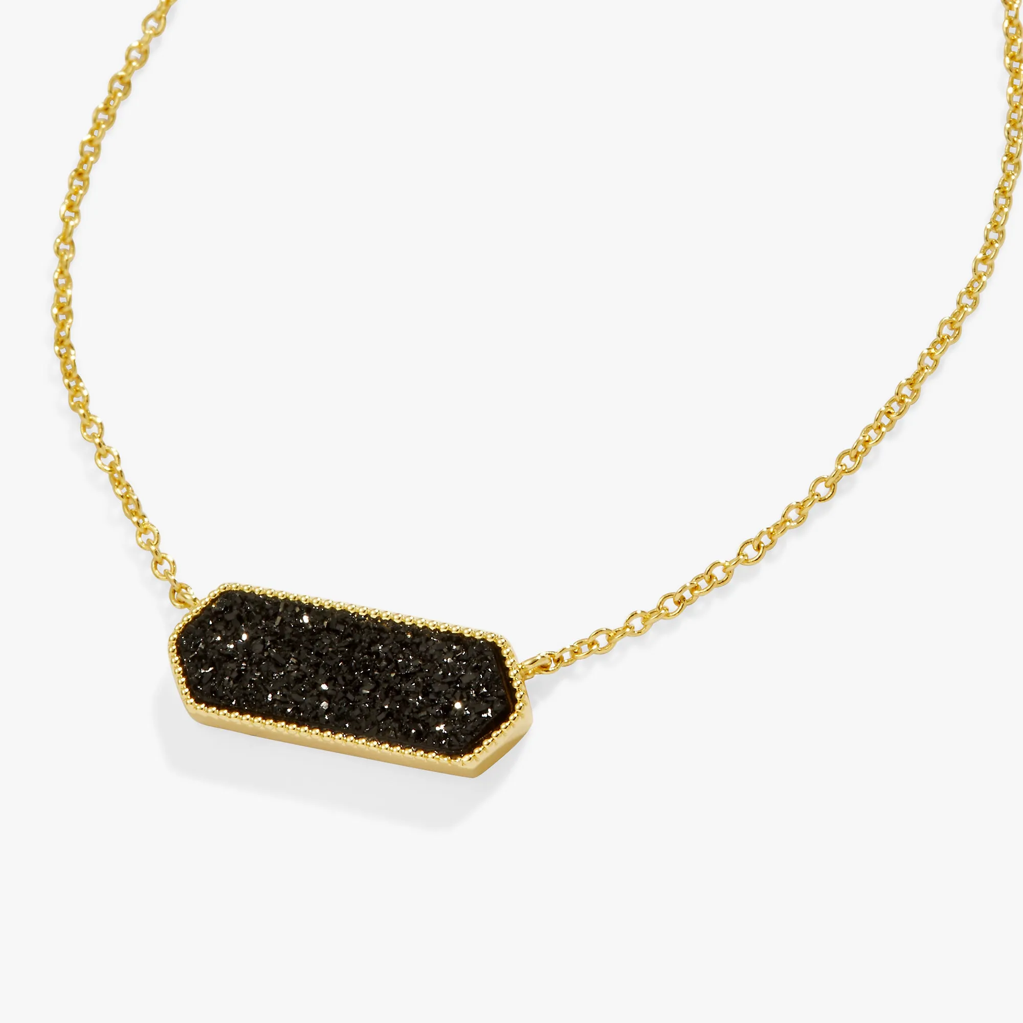 Glitter Druzy Pendant Necklace, Black