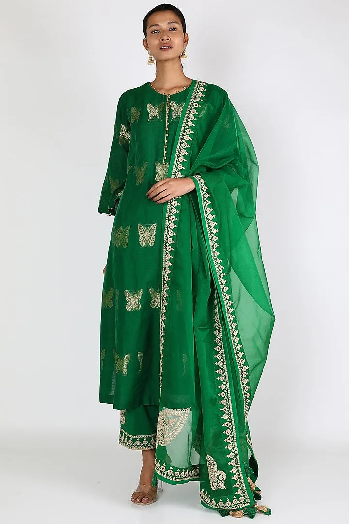 Green Aari Kurta Salwar Set