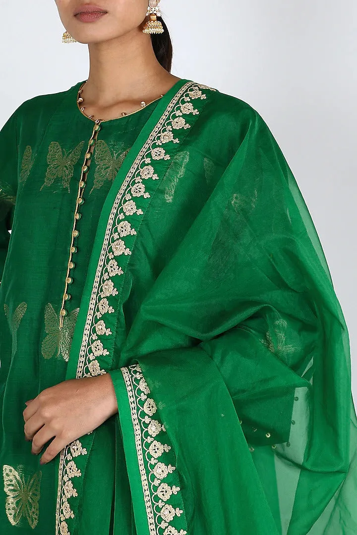 Green Aari Kurta Salwar Set