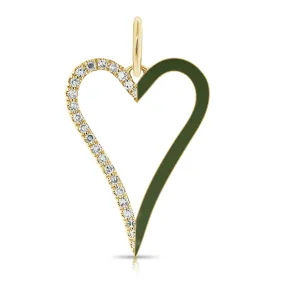 Half Enamel Half Pave Cutout Heart Charm