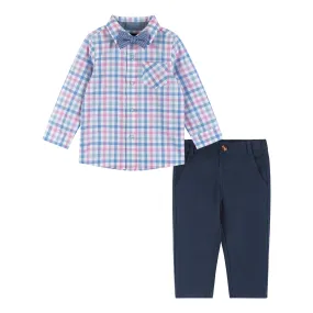 Infant Plaid Buttondown & Pants Set | Navy