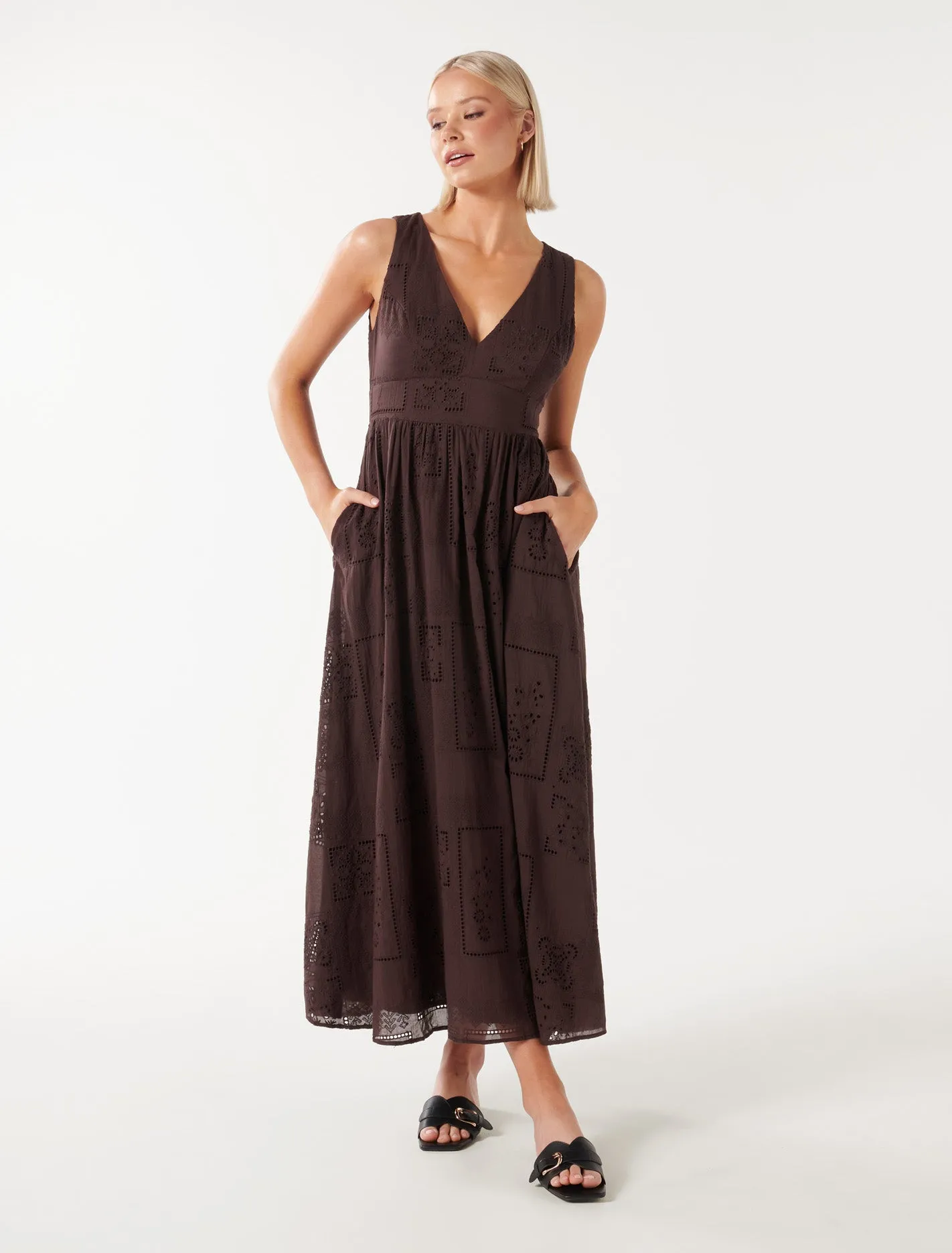 Leni Broderie Midi Dress