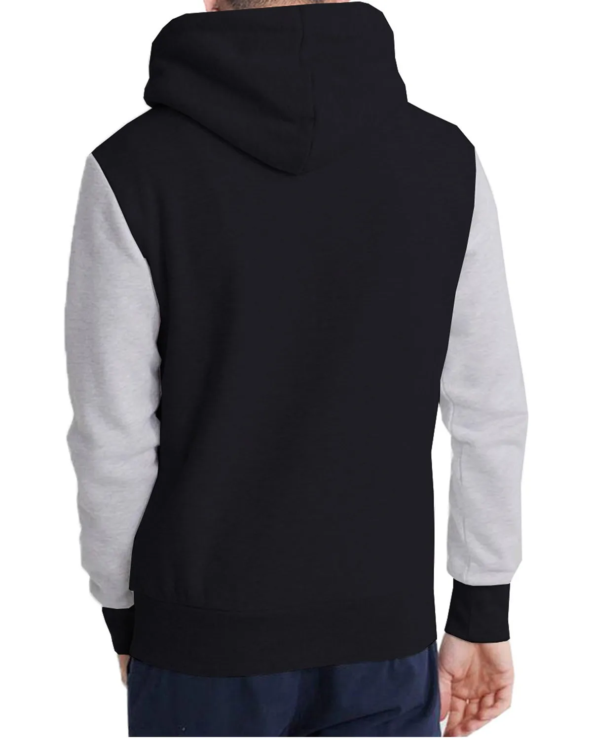 Men Black Grey Printed Hooded Sweatshirt