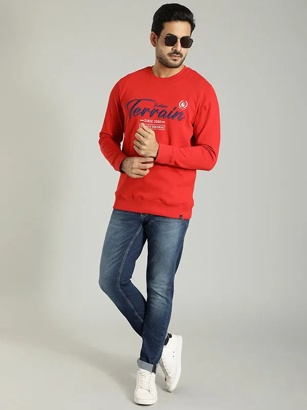 Men Graphic Full Sleeve Crew Neck Sweatshirt