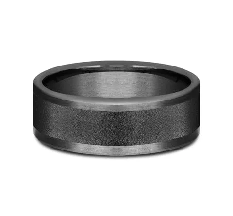 Men's Wedding Band, 8MM Darkened Tantalum Wire-Brushed Center