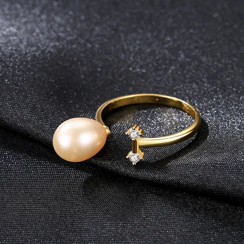 S925 Sterling Silver Pearl Open Plain Ring