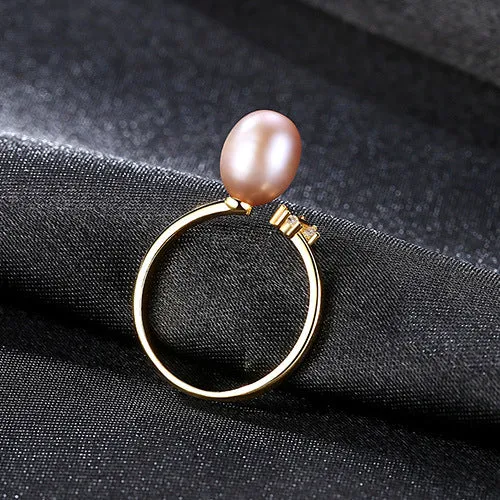 S925 Sterling Silver Pearl Open Plain Ring