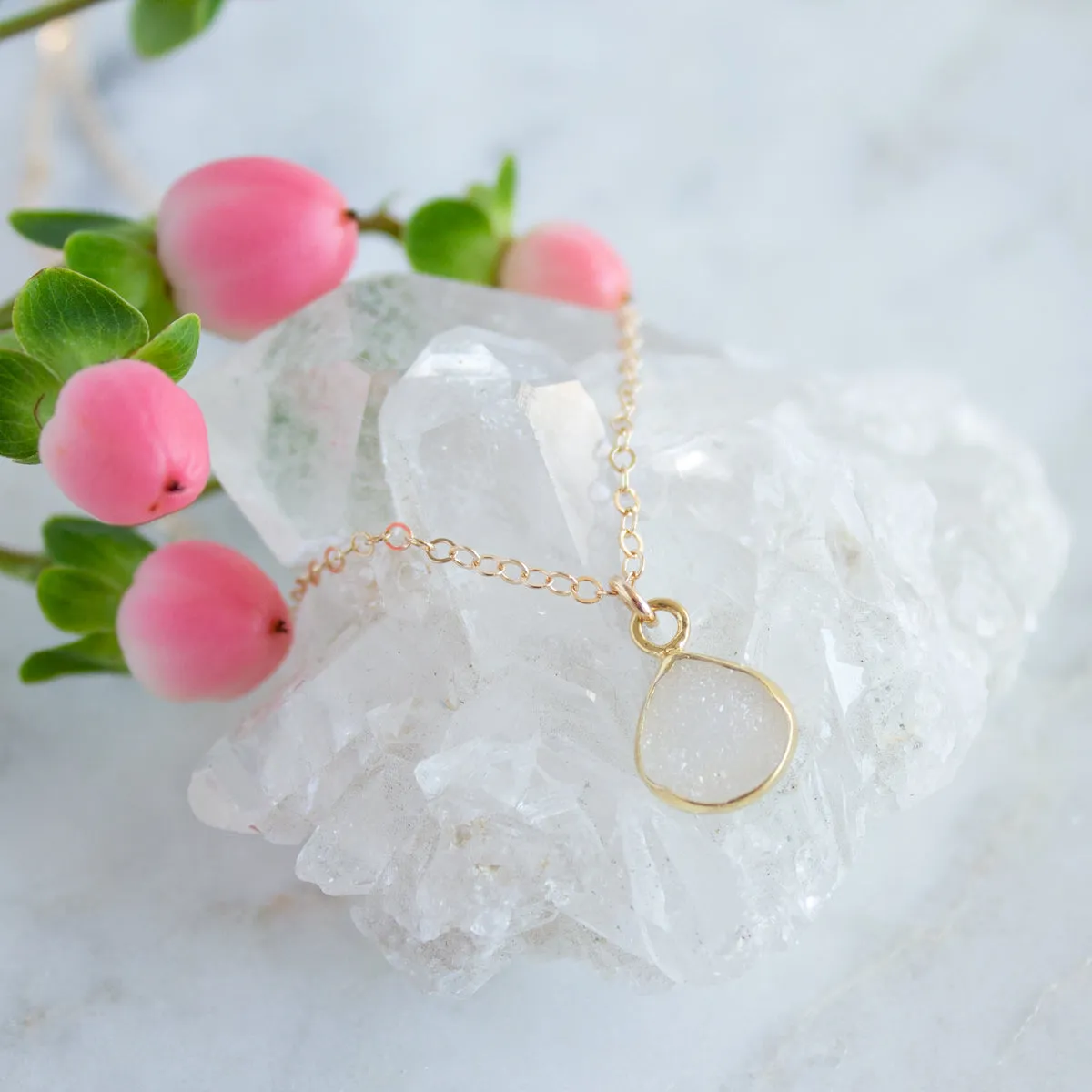 SALE Leandra Druzy Small or Medium Gold Necklace