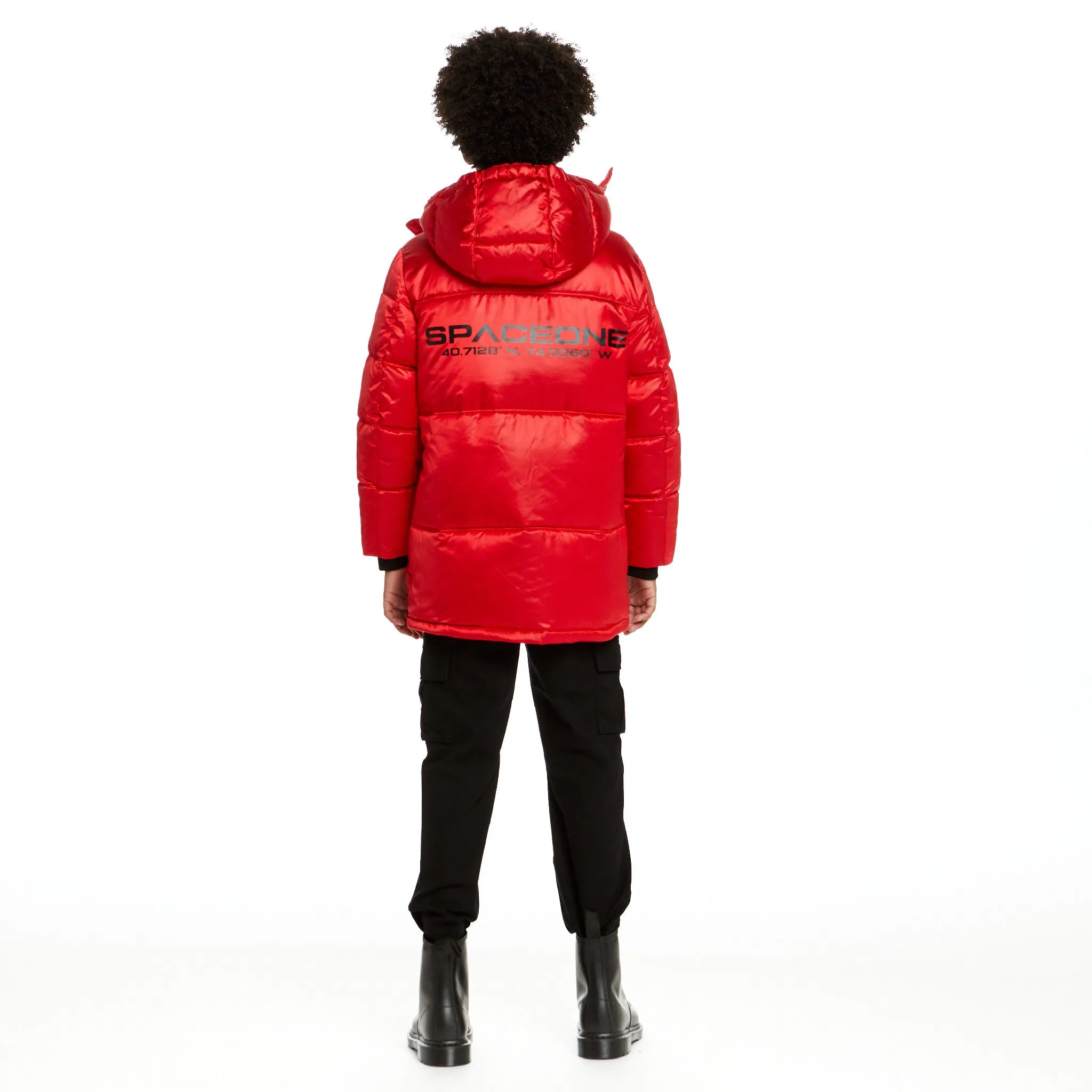 SPACEONE x Andy & Evan | Galactic Puffer Jacket | Mars Red