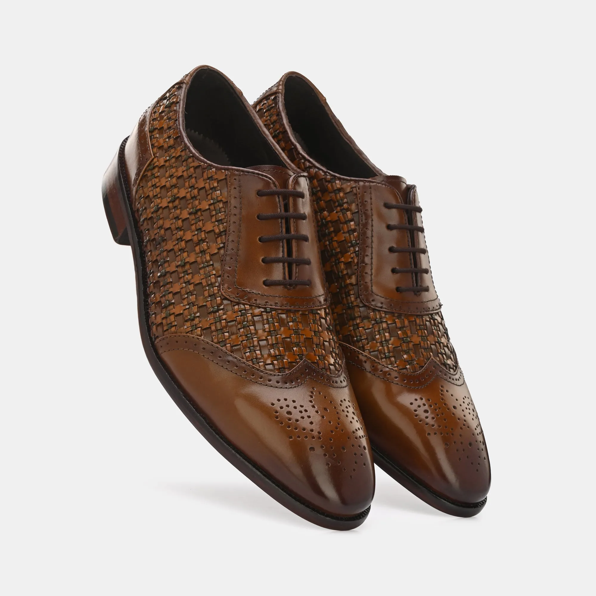 Tan Lace-Up Brogues by Lafattio